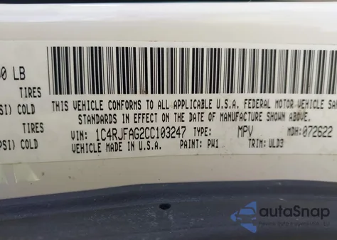 2012 Jeep Grand Cherokee Laredo из США, поврежденный, VIN 1C4RJFAG2CC103247